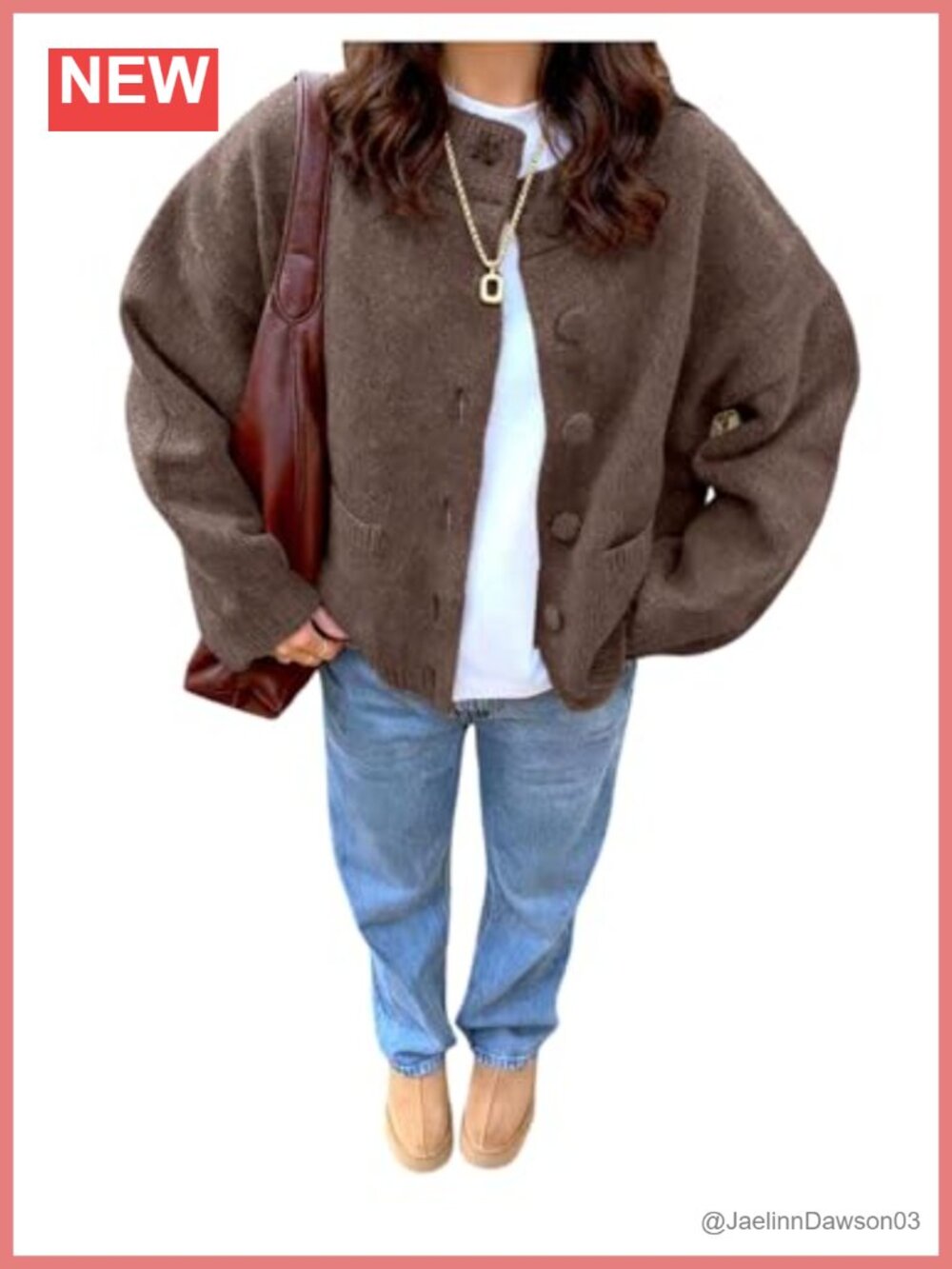 SOLY HUX Button Down Knit Cardigan Long Sleeve Crewneck Sweater with Pocket